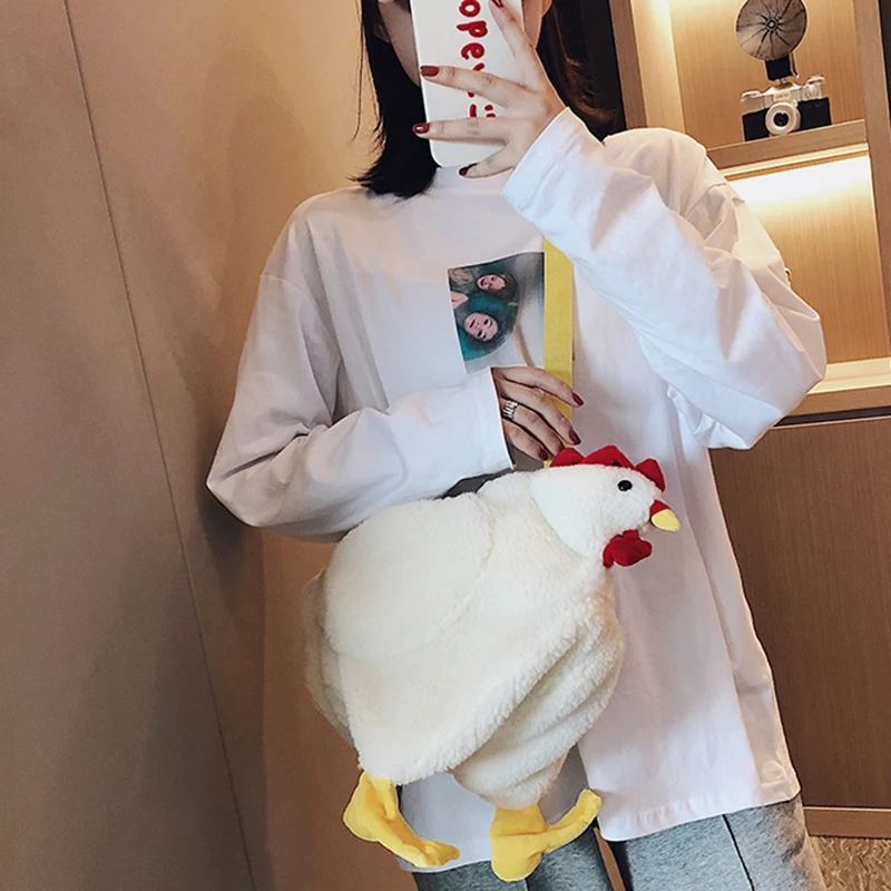 

FGGS-Cute Chick Shape Shoulder Bag Plush Ladies Shoulder Messenger Bag Funny Personality Bag
