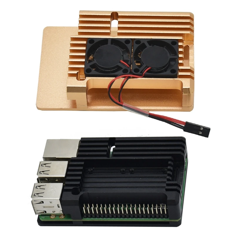Для Raspberry Pi 4 Модель B+ охлаждающий корпус металлический из алюминиевого сплава чехол вентилятор радиатора