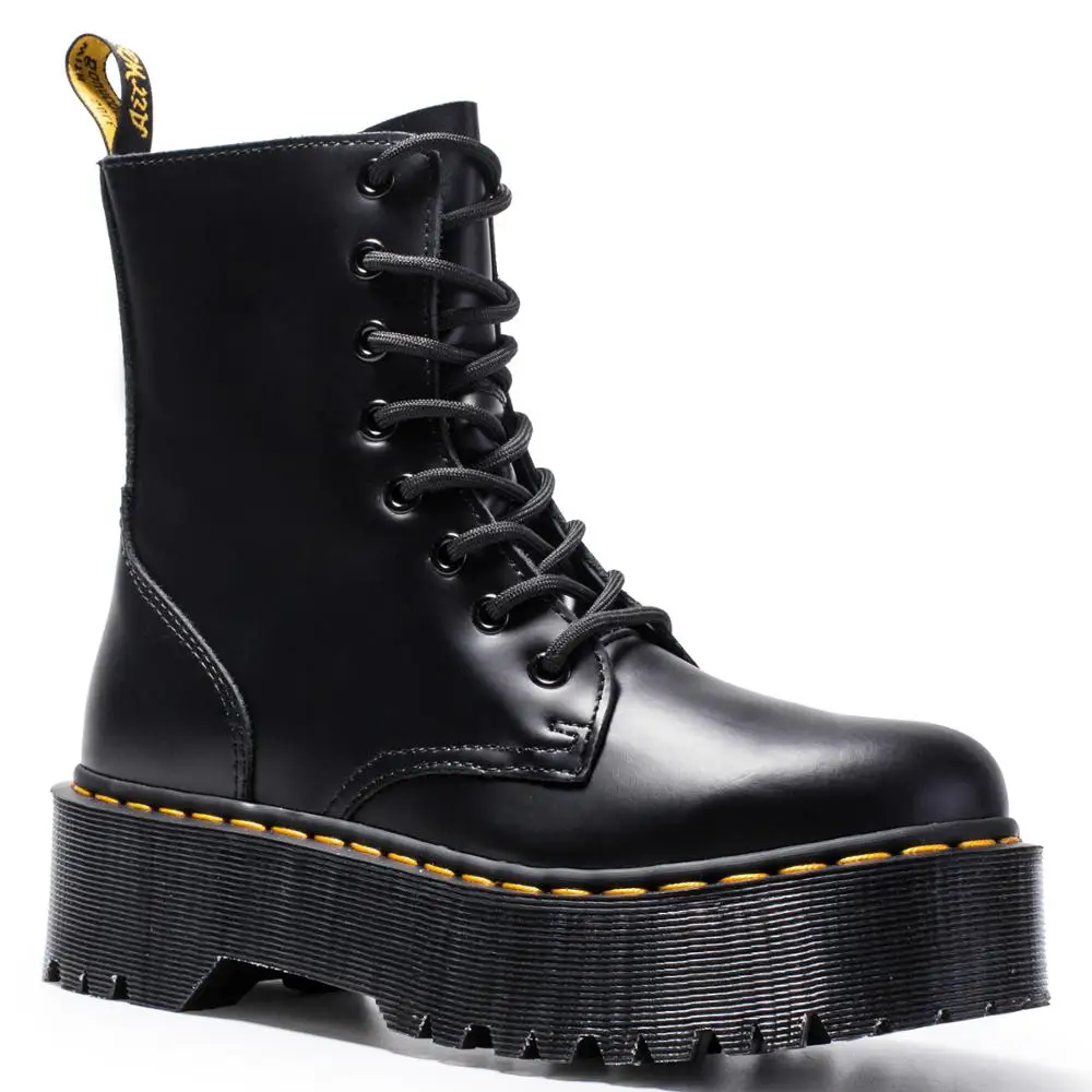 

Thick heel Women martin boots ankle shoes genuine leather boots cow muscle sole lace up platform boot ladies zy8472