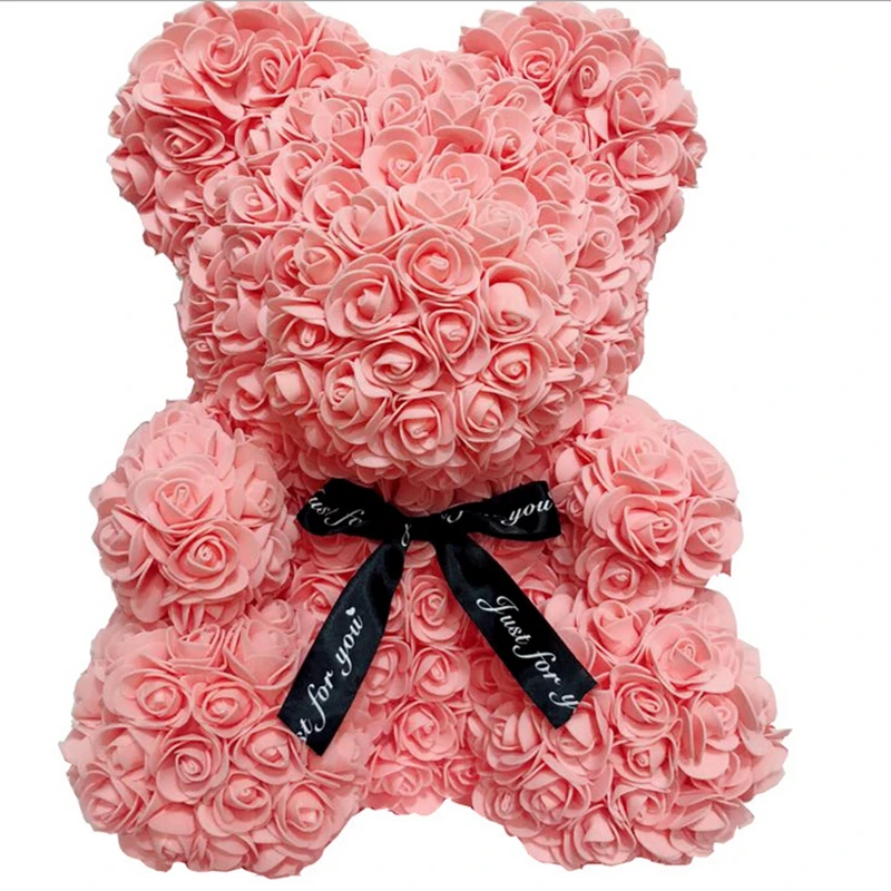 Любимый подарок на год, день рождения, 40 см, красная роза, плюшевый мишка, праздничный свадебный Декор, мишка из искусственной розы - Цвет: 25cm