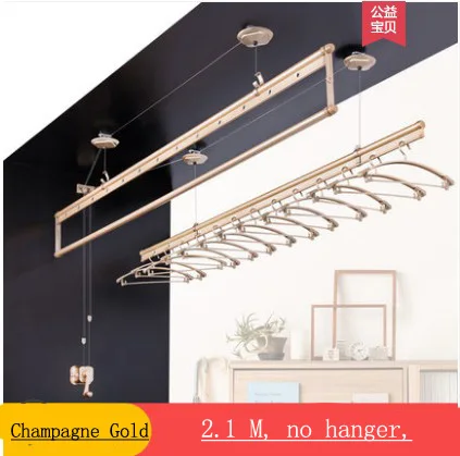 2M no hanger Подъемная стойка для прачечной, Балконная ручная стойка для прачечной, двухполюсная домашняя Автоматическая охлаждающая стойка для белья - Цвет: 2M no hanger
