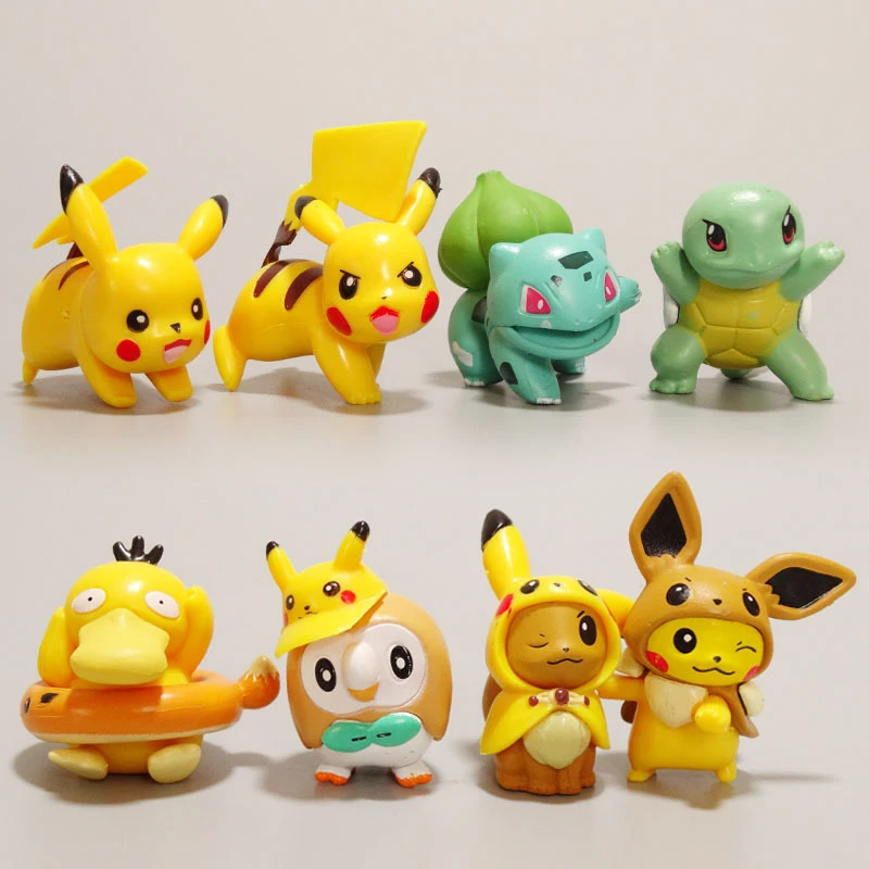 8ピース セットアニメポケモンピカチュウフィギュアセットトミーポケットモンスターゼニガメrowletイーブイ人形おもちゃ子供の誕生日ギフト Action Figures Aliexpress
