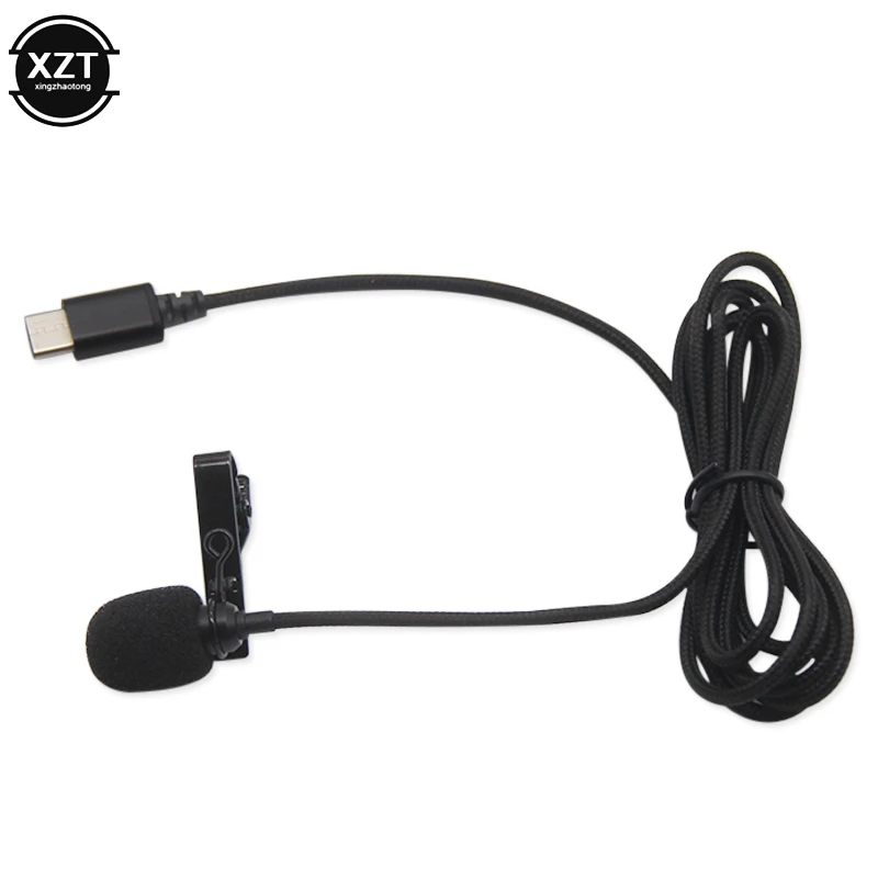 Мини микрофон Type C USB конденсаторный аудио запись петличный зажим проводной для