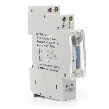 

DIN Rail SUL180 Time Switch Mechanical Timer Switch 24 Hours Programmable Timer 16A Time Switch