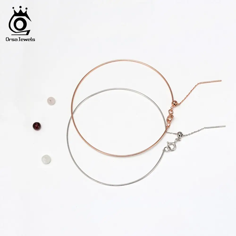 ORSA JEWELS Элегантный женский браслет из стерлингового серебра 925 розового золотистого и серебристого цвета очаровательный браслет с 3 камнями изысканные ювелирные изделия SB47