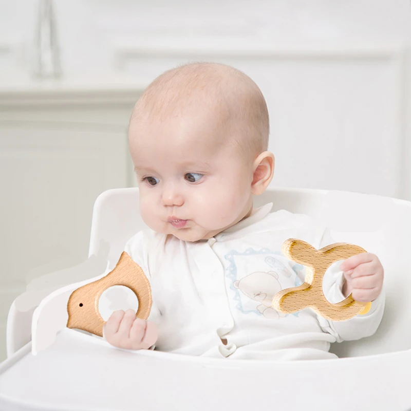 1PC Baby Teether Animal Wood Rings Unicorn Camera Hedgehog Food Grade Wooden Teether Nursing Pendant Teething Toys teething toys baby teething toys