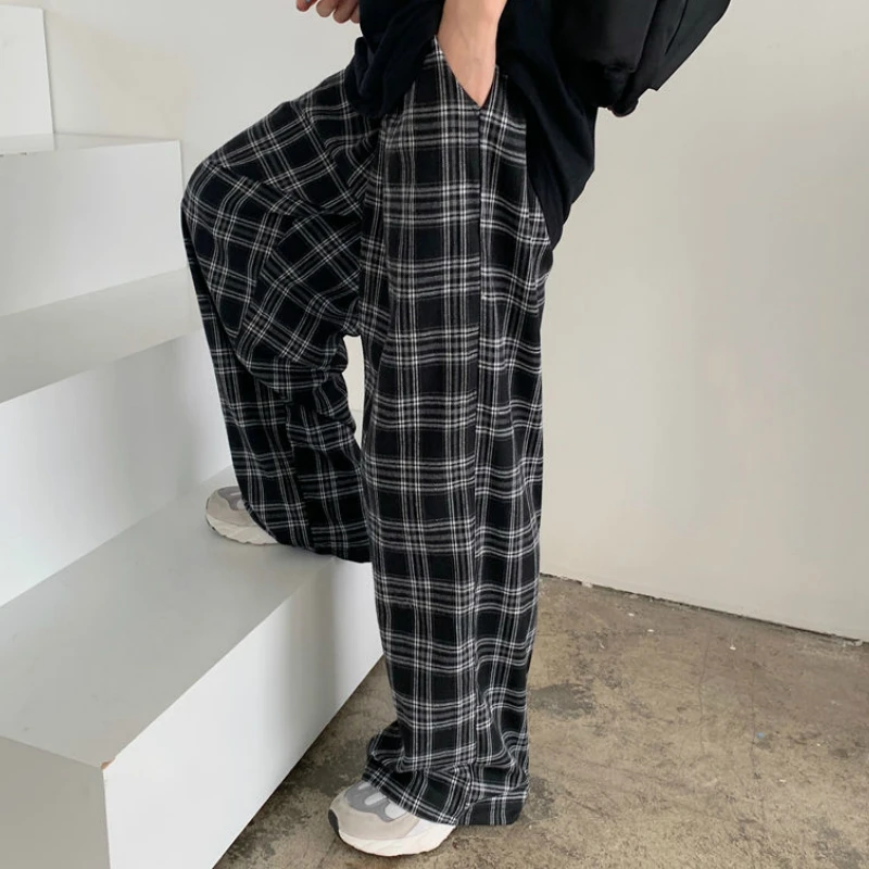 JMPRS Black Women Plaid Pants Casual Oversize Loose Wide Leg Trouser Retro Teens Harajuku Plus Size Hip-hop All-match Streetwear