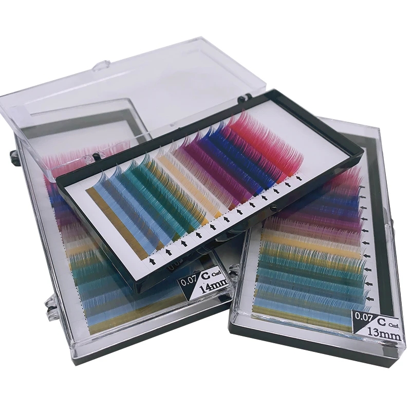 Estensione Ciglia Colorate Trucco Visone Sintetico Naturale Morbido Di Alta Qualità Ciglia Arcobaleno Cilios 6 Colori Mix