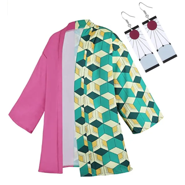 Demon Slayer Kimetsu No Yaiba Haori Kimono Cosplay Costume Agatsuma Zenitsu Kochou Shinobu Summer Coat Shirt Anime Clothing A5