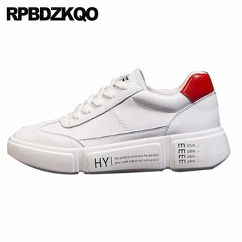 

brand platform size 35 genuine leather trainers muffin sneakers designer shoes women luxury 2019 white flats elevator thick sole