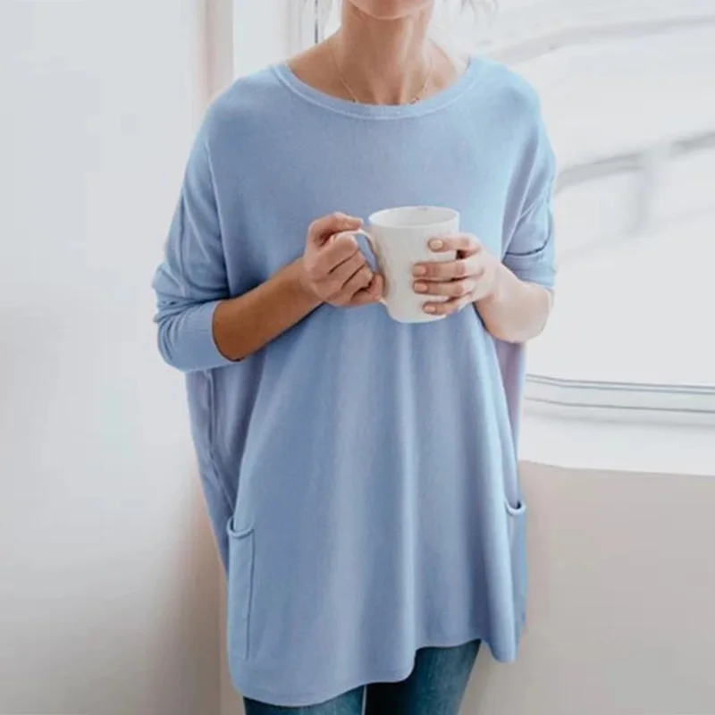 Женская Повседневная футболка, Свободный пуловер с круглым вырезом, футболка с длинным рукавом, облегающие топы, осенняя одежда, женская футболка для отдыха