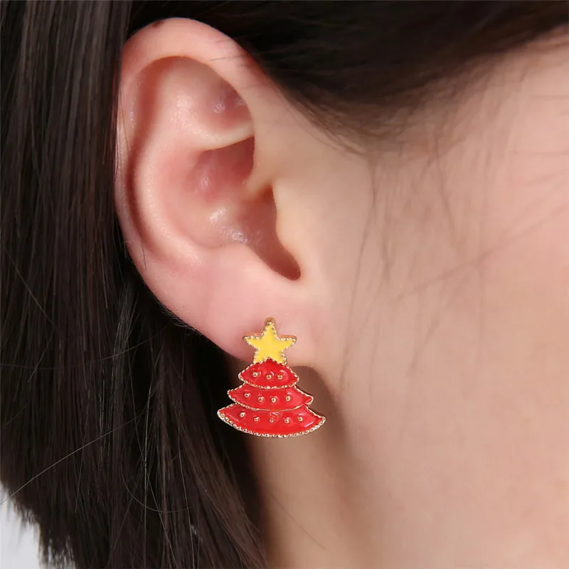 PickyanDco корейские рождественские серьги мультфильм Лось рождественские гвоздики дерево серьги для женщин Снежинка Санта Клаус ювелирные изделия подарок XC030