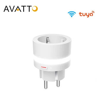 

AVATTO 10A EU Smart Socket with Power Monitor, LED Night Lighting Wifi Plug Work For Alexa/Google Home Remote for Drop Shipping