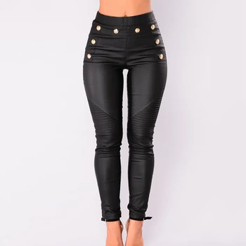 

Autumn Winter High Stretch Skinny Trousers Women Leather Pants PU Leggings High Waist Pencil Pants