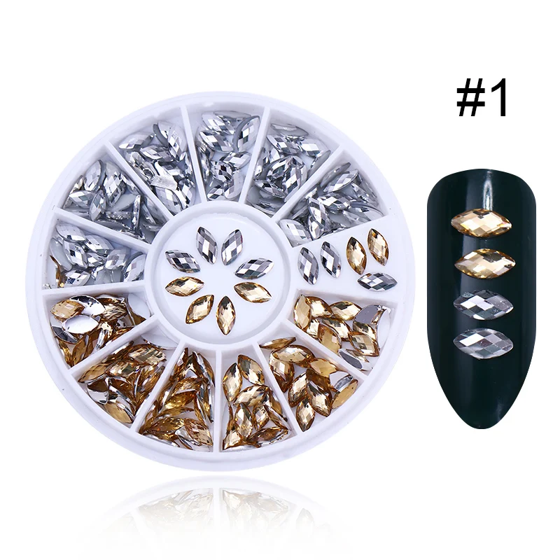 1 коробка, двухсторонние Стразы для дизайна ногтей, сердце маркиза, кристалл, 3D капли воды, камни для дизайна ногтей, УФ-гель, сделай сам, украшение в колесе - Цвет: 41339-1