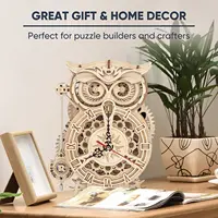 Robotime Rokr 161pcs Creative DIY 3D Owl Clock Wooden Model Building Block Kits Assembly Toy Gift for Children Adult LK503 2