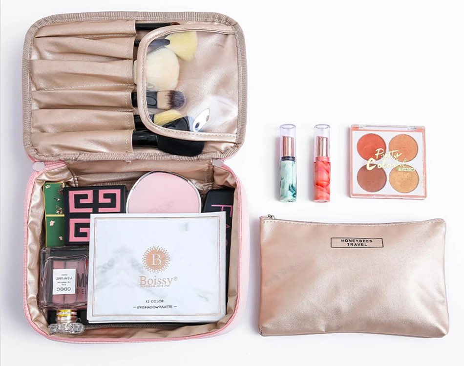2 Sets Letter Cosmetic Bag Make Up Case Travel Zipper Waterproof Makeup Organizer Toiletry Beauty Wash Girl Women Storage Pouch