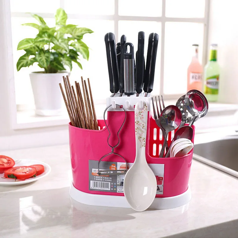 

Kitchen Storage Shelf Fork Spoon Chopsticks Kitchen Tool Plastic Storage Rack Pratical Sundries Organizer