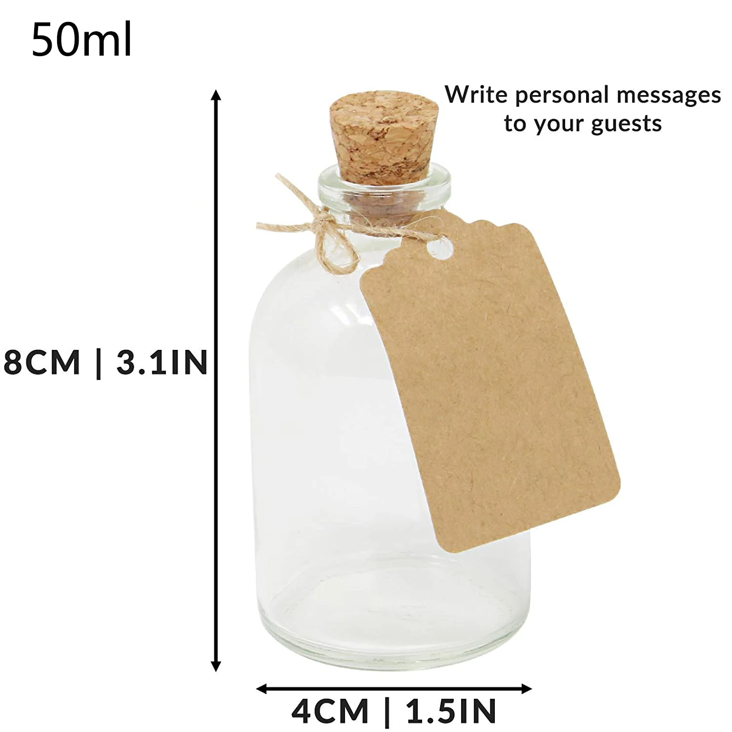 Mini Glass Bottles | Wedding Decorations Favours Glass Bottles With Cork Lids | Includes Attached Labels | Kitchen Decorations 3