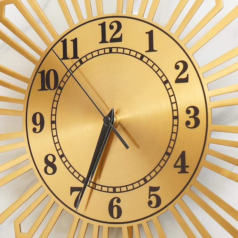 European Silent Gold Wall Clock Large Vintage Pendulum Luxury Wall Clocks Creative Golden Kitchen Living Room Home Decor 5WD