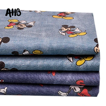

AHB 45*150cm 1pc Denim Fabric Cartoon Image Printed Sheet DIY Children's Jeans Supplies Home Textile Bedding Decoration Material