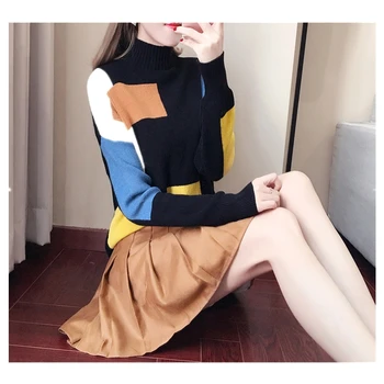 

Autumn winter Korean version of the new fashion geometric pattern sweater female 2019 wild pullover fashion sweater women B665
