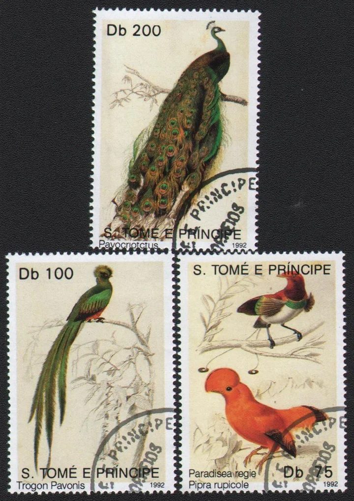 3 Pz/Set Sao Tome Post Francobolli 1992 Pavone Picchio Uccelli Rari Timbri Affrancatura Per La Raccolta