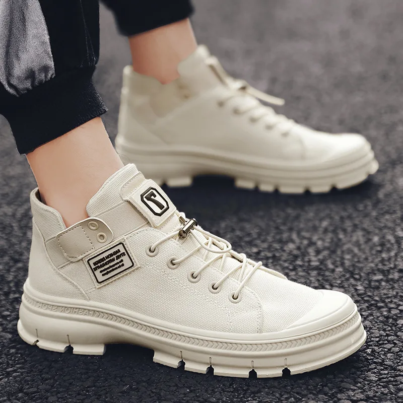 

2019 Autumn & Winter New Style MEN'S SHOES High Shoes Martin Boots Worker Boot MEN'S SHOES Trendy Shoes Retro Casual Canvas Shoe