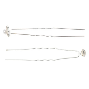 

10Pcs Wedding Bridal Flower Crystal Hair Pins Clips Bridesmaid(Color Ran) & 20Pcs (Color: Silver)