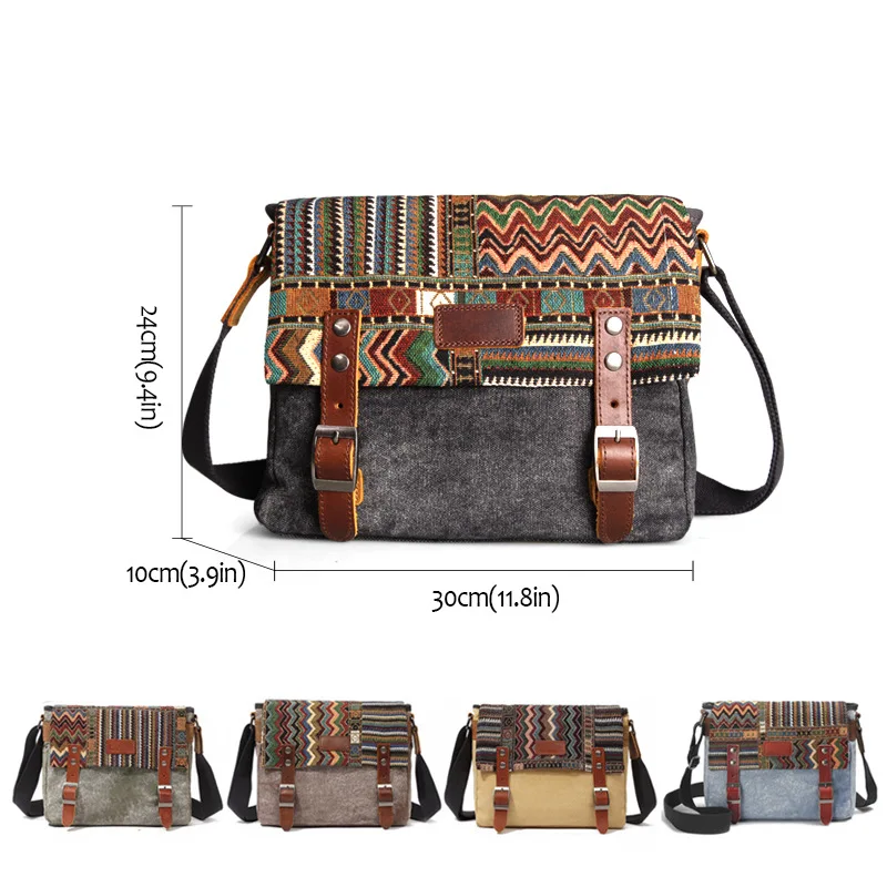 

Cloth Bag Trend Retro Shoulder Bag Ethnic-Style Oblique WOMEN'S Bag Square Canvas Bag