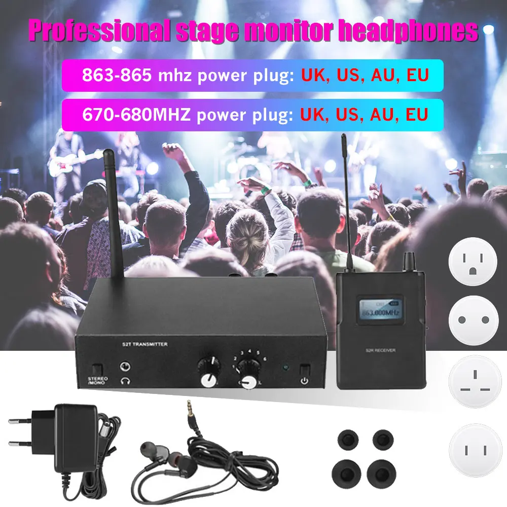 

2019 For ANLEON S2 UHF Stereo Wireless Monitor System 863-865MHZ 670-680MHZ Professional Digital Stage In-Ear Monitor System Kit