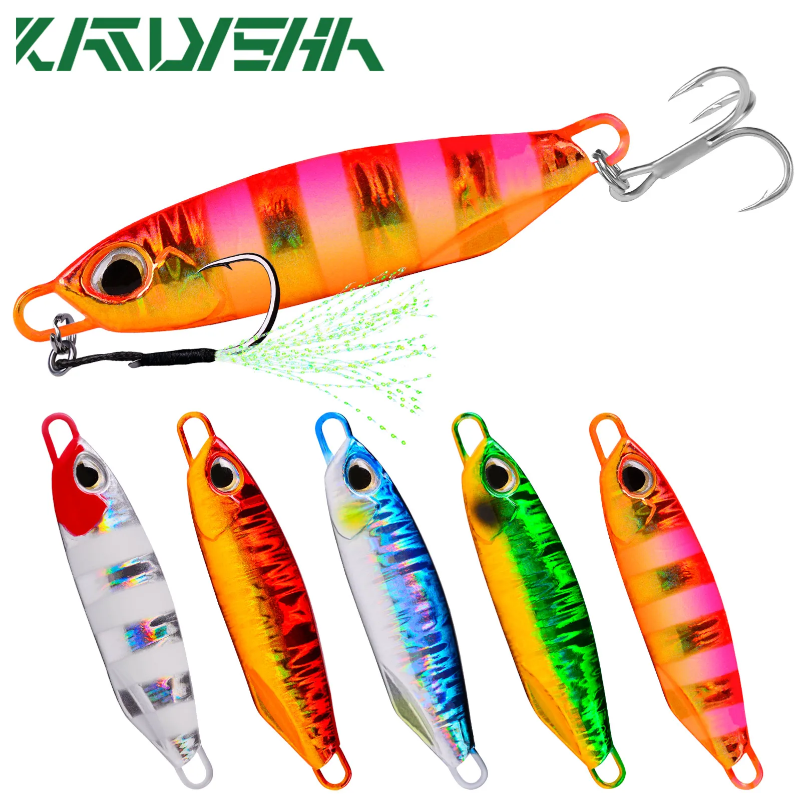 KATYUSHA 5pcs DRAGER Metal Cast Jig Spoon 15-20-30-40-60G Shore Casting  Jigging Baits Sea Bass Fishing Lures Artificial Baits