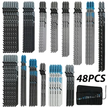 Jigsaw lâminas de corte reto t shank jig viu lâminas de metal aço madeira sortidas lâminas de serra ferramentas para trabalhar madeira corte lâmina de serra