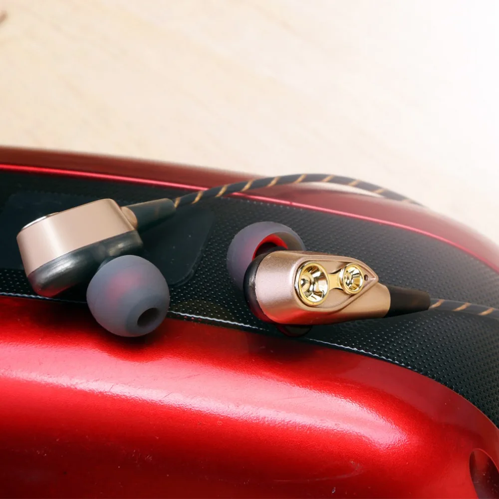 3.5mm Dual Drive Stereo Wired Earphone Inear Sport Headset With Mic