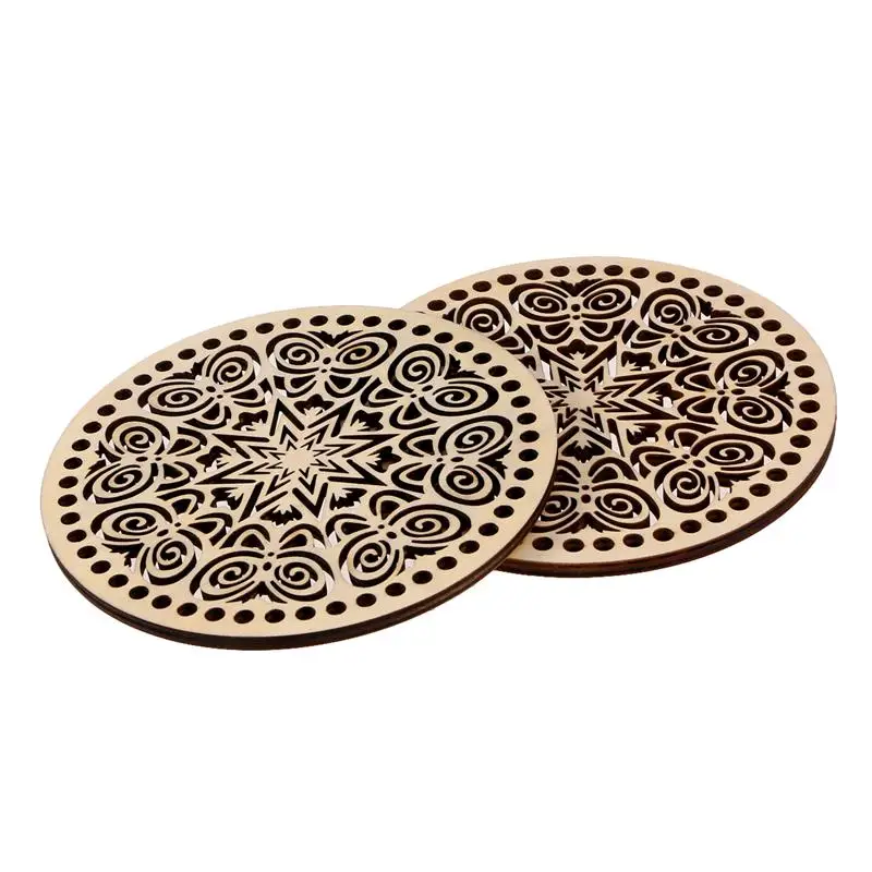 PH PandaHall Kit de Fond de Panier au Crochet, 2 pcs ronds en Bois Naturel à Tricoter Base