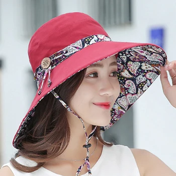 

Fishing Cotton Wide Brim Women Visors Sun Hat Summer Caps Casual Fashion Lady Floppy Fisher UV Protection Packable