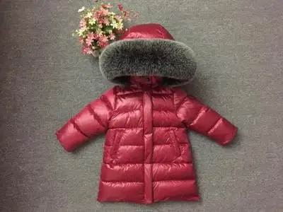 Утепленные парки с натуральным енотовым мехом для мальчиков и девочек на температуру до-30 градусов, для русской зимы длинное пуховое пальто 90, куртка пальто, одежда для маленьких детей - Цвет: color 10  fox fur