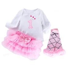 

1 Year First Birthday Outfits Baby Princess Dress Wedding 1st Birthday Baptism Party Clothes Set with Leggings