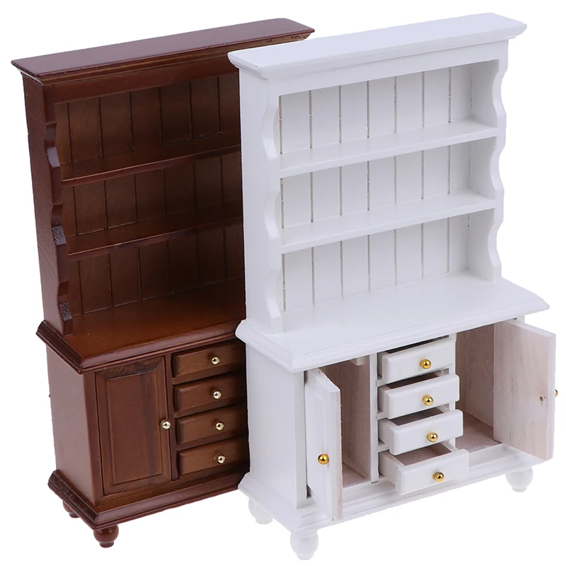 2Colors 1/12 Dollhouse Miniature Furniture Multifunction Wood Cabinet Bookcase Bookshelf for Pretend Play Toy | Игрушки и хобби
