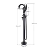 Swan shape Chrome  Floor Standing Bathtub Faucet  Bathroom Faucet Telephone Style Bathtub Tap 360° Rotation Ceramic Handle 5