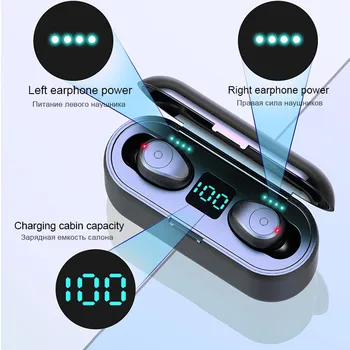 

BOHM F9-2 Wireless Earphone Bluetooth 5.0 Earbuds Mic HD calls Sport Headset With charge BOX For charging smartphone