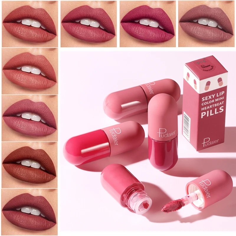 

Pudaier Mini Matte Lip Gloss Long Lasting Capsule Lipgloss Liquid Lipstick Waterproof Lip Tint Kyliejenner Makeup Korean Style