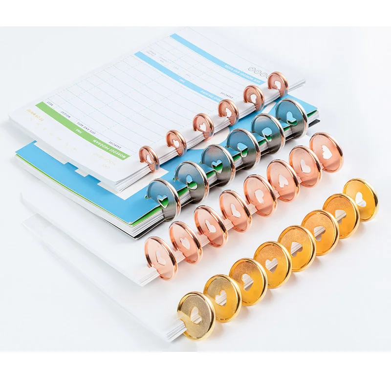 

50pcs 35mm Notebook Mushroom Hole Peach Heart Button Notepad Disc Buckle Hand Ledger Loose-leaf Button Office Binding Supplies