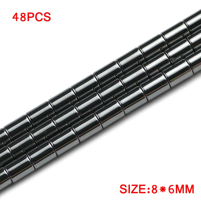 8x6mm 48pcs YHBZRET цилиндр черный гематит натуральный камень разделитель 1~ 8 мм свободные бусины для ювелирные изделия, изготовление браслетов ожерелье DIY аксессуары - Цвет: 8x6mm 48pcs