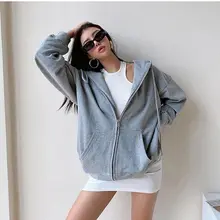

Hooded Cardigan Sweater Women's Fall 2021 New Loose Sports Top Korean Casual Fashion Zipper Cardigan Gray Jacket Women's Hoodie