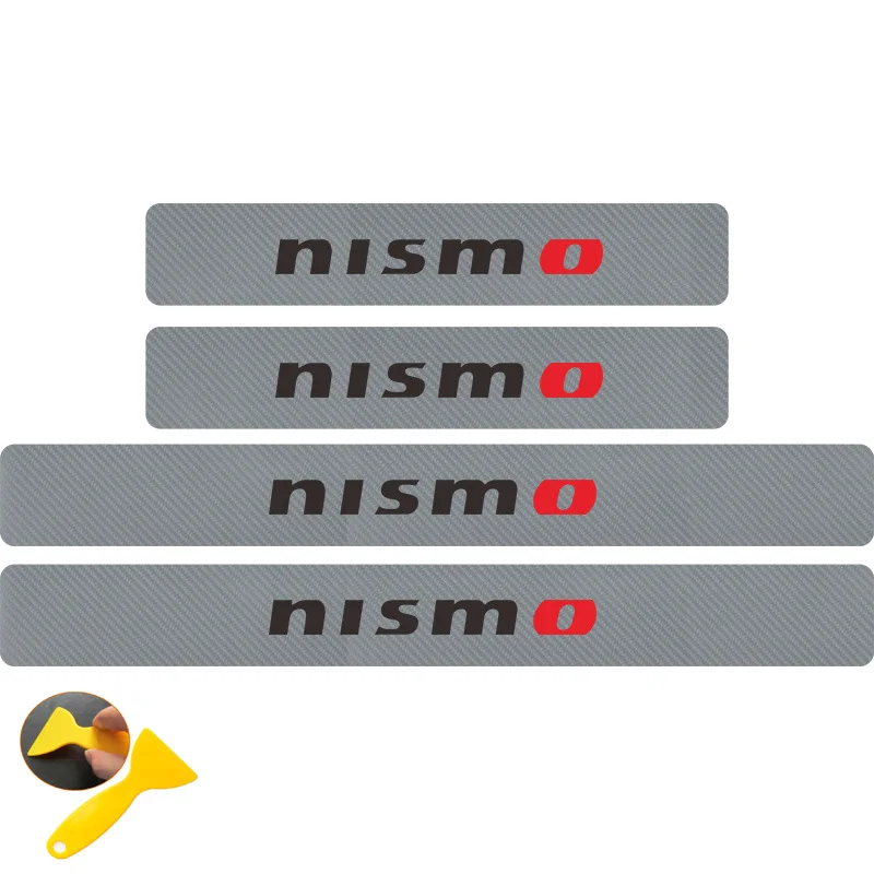 Автомобильный Стайлинг 4 шт. для Nissan nismo Tiida Teana Skyline Juke X-trail авто защита из углеродного волокна автомобильный протектор порога наклейка - Название цвета: Silver black