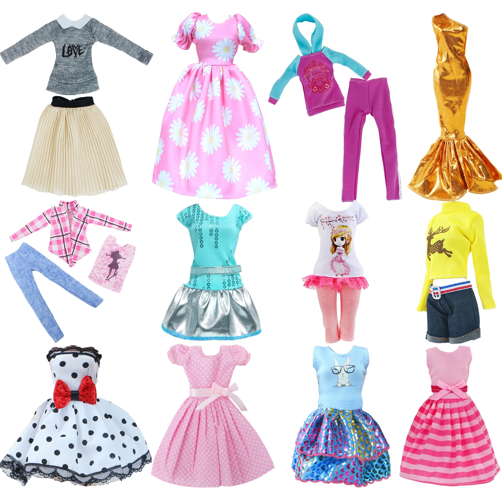 Fashion Doll Clothes Pink Doll Dress Pleated Skirt Grey Shirt Pants Sport Outfit Bikini Shoes Accessories 12 Inch Toys doll clothes barbie doll clothes