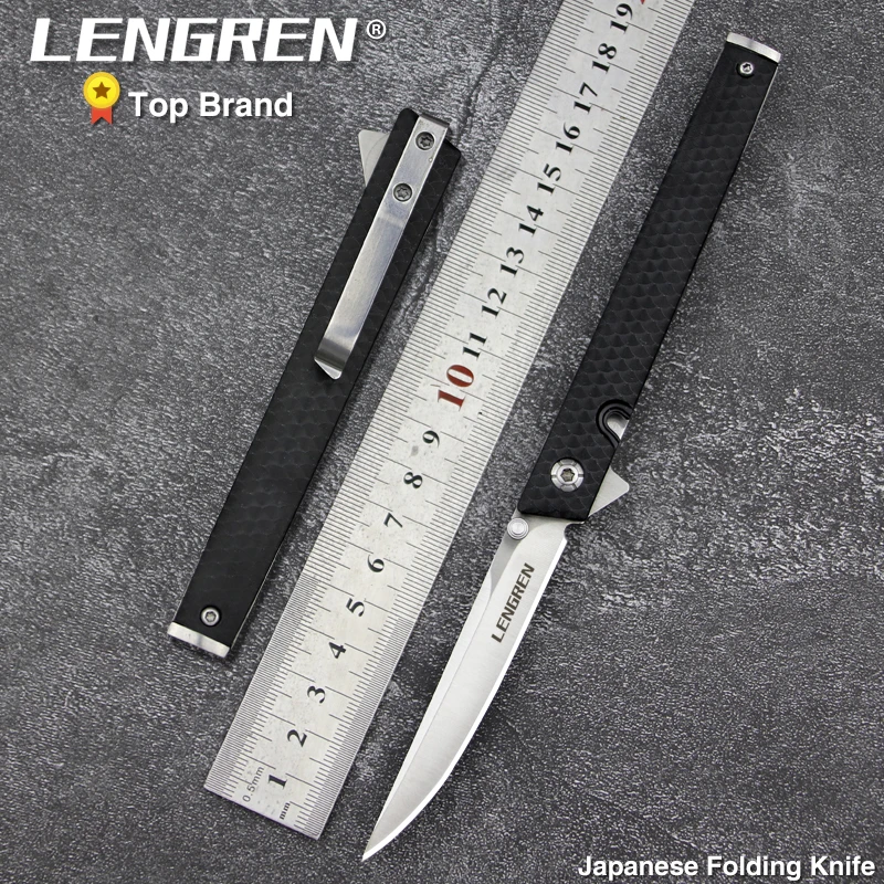 

LENGREN CEO 7096 flip folding knife Japanese pocket knife D2 steel outdoor survival EDC camping tools sharp hunting knife