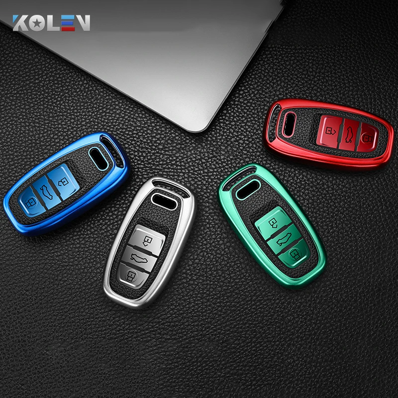 Custodia per chiave a distanza per auto in pelle TPU Shell per Audi A1 A2 A3 A4 A5 A6 A7 A8 Q3 Q5 Q7 Quattro accessori senza chiave Car Styling - H1a02c574207c4f75a221671538c47ab71