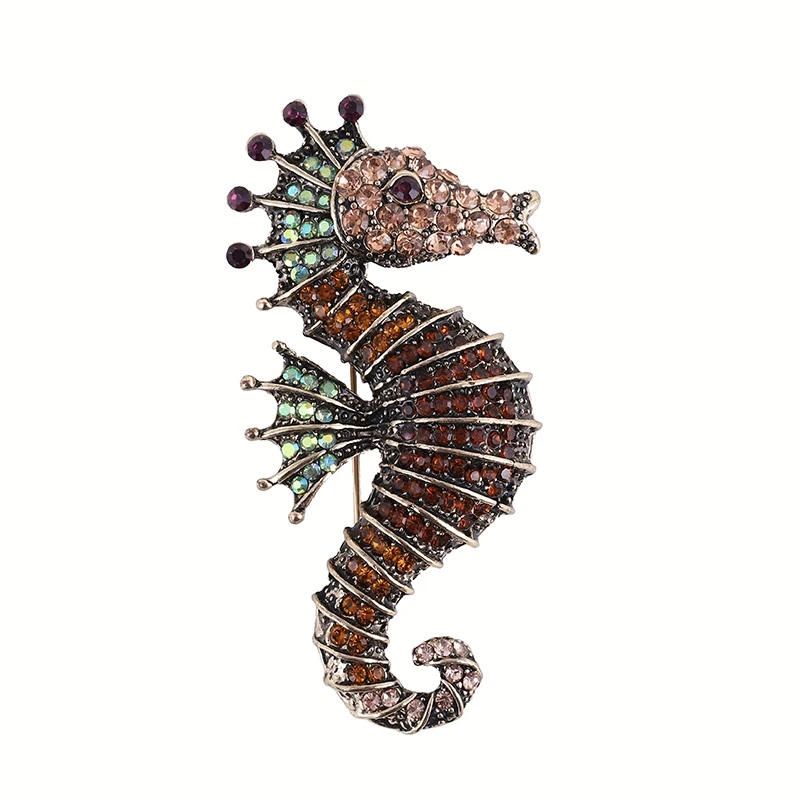Luxury Marine Life Brooches And Lobster Lady Fish Pin Crayfish Enamel Seahorse Clip Accessories